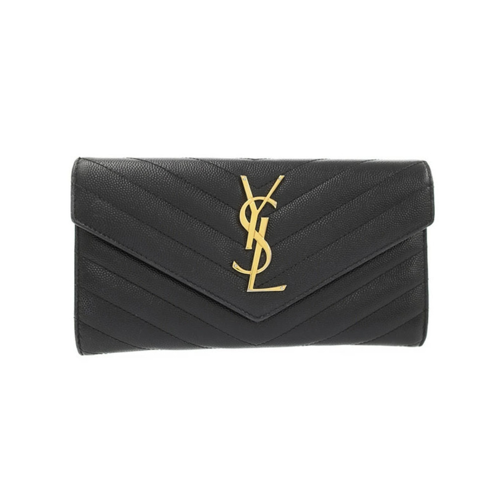 SAINT LAURENT Paris Monogram Flap Wallet Bi fold Long
